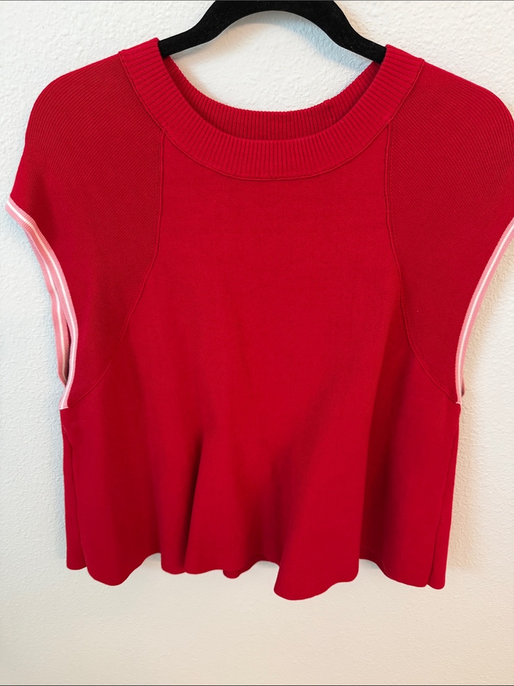 Maeve Red Knit Sleeveless Tank with Contrast Trim